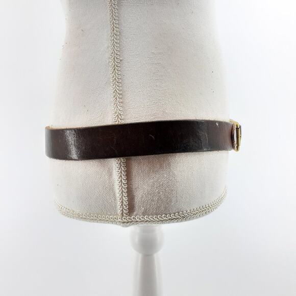 Men's Brown Italian Cowhide Leather Belt Size 30 Gold Tone D-ring Buckle Casual - Picture 6 of 9